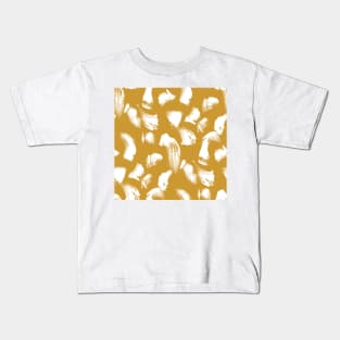 White over Gold Brushtroke Dots Kids T-Shirt